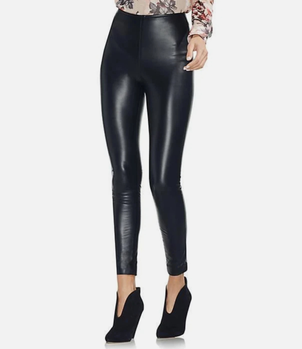Vince Camuto Women Stretch Pleather Pull On Pants Black Size XL